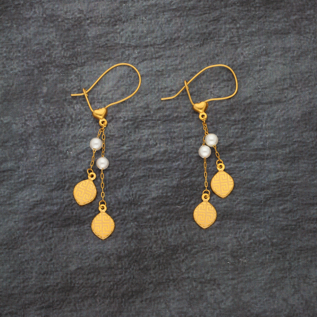 Gold Hanging Earrings 21KT - FKJERN21KM10037