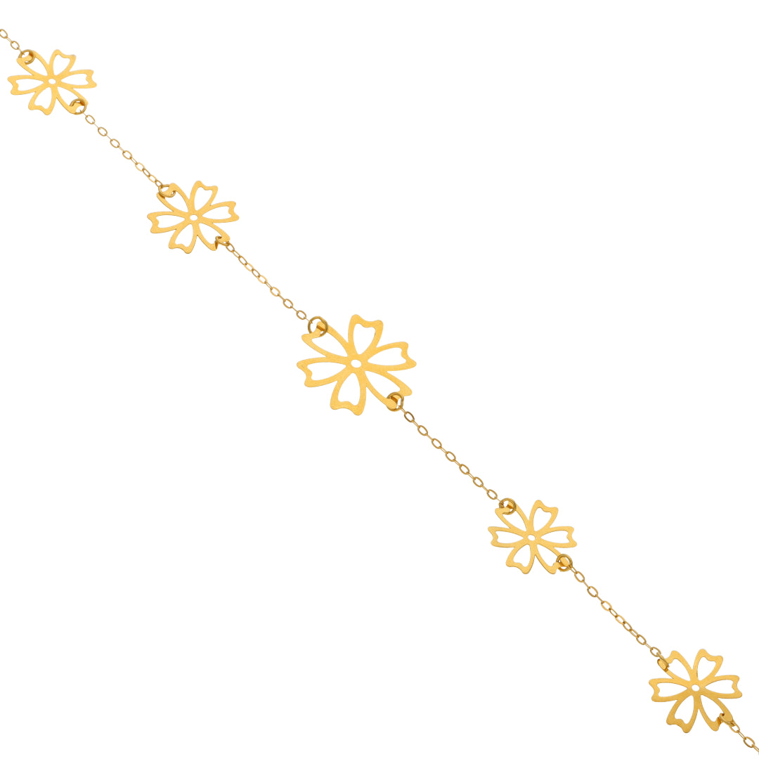 Gold Flower Shaped Bracelet 21KT - FKJBRL21KM10045