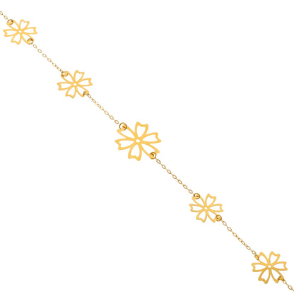 Gold Flower Shaped Bracelet 21KT - FKJBRL21KM10045