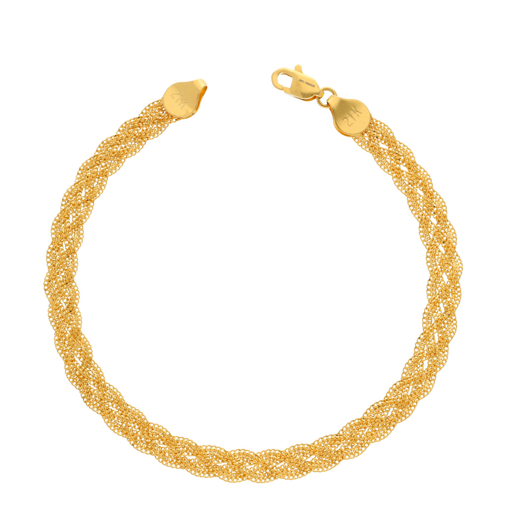 Gold Braided Bracelet 21KT - FKJBRL21KM10041