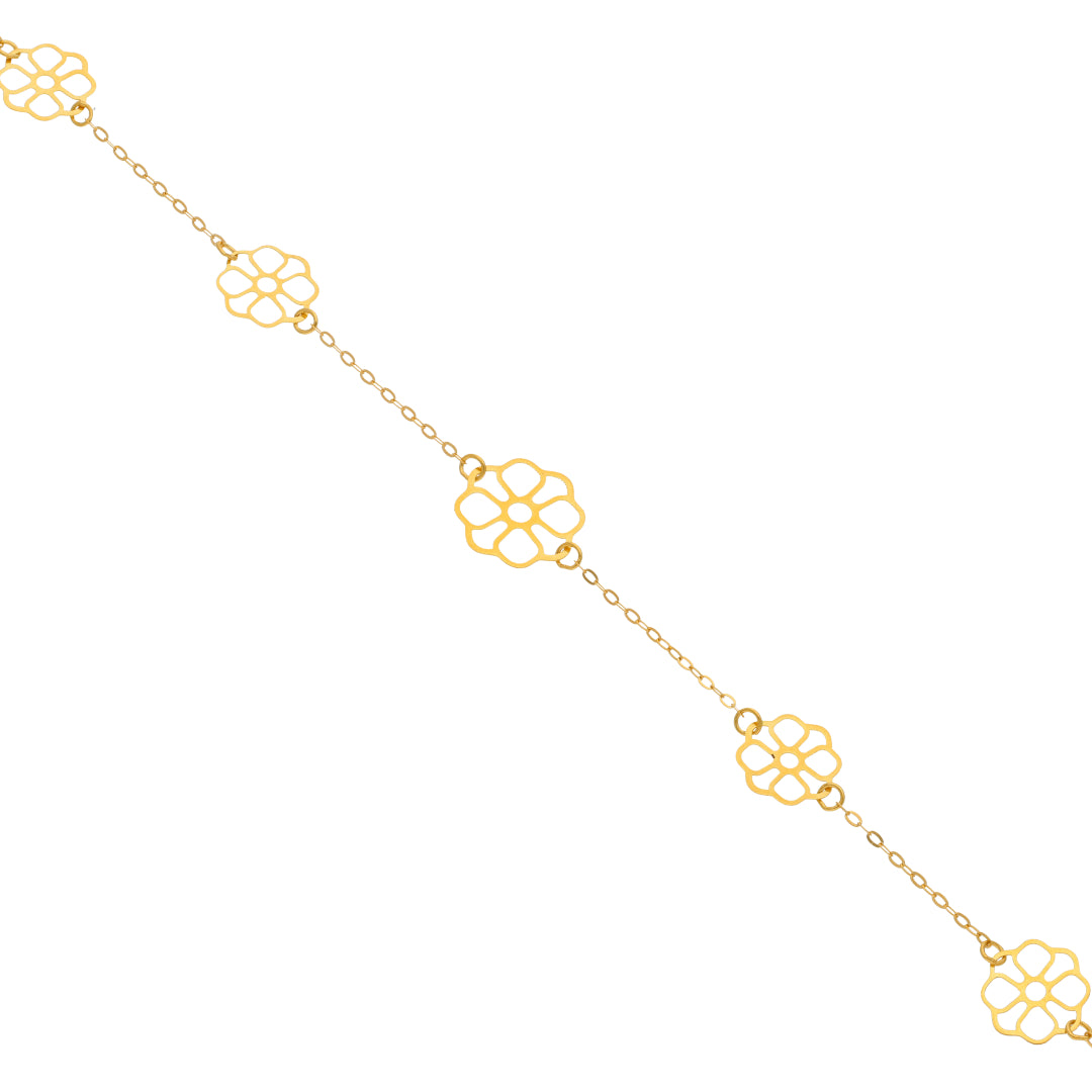 Gold Flower Shaped Bracelet 21KT - FKJBRL21KM10048