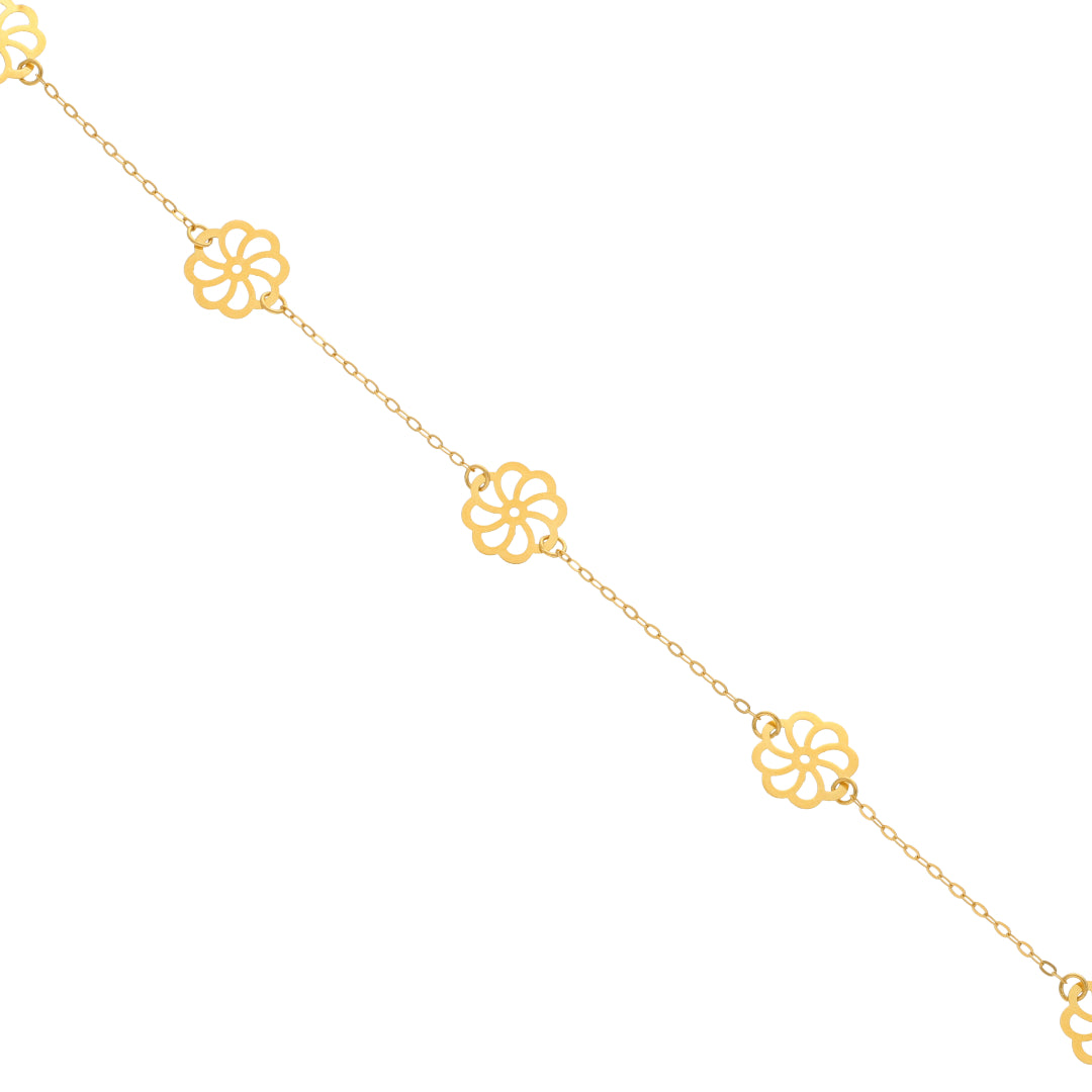 Gold Flower Shaped Bracelet 21KT - FKJBRL21KM10042