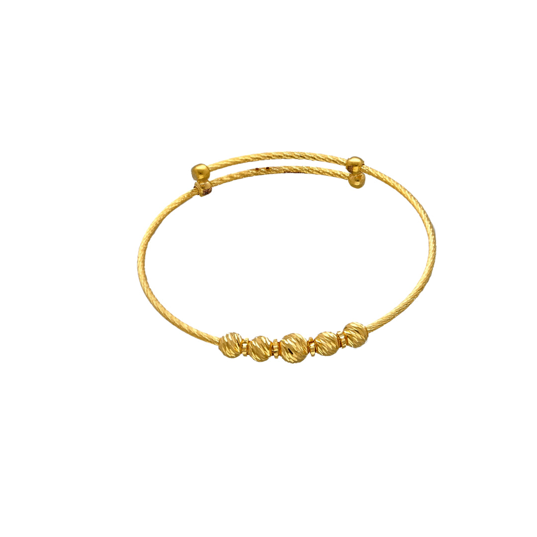 Gold Beaded Baby Bangle 21KT - FKJBNG21KM10112