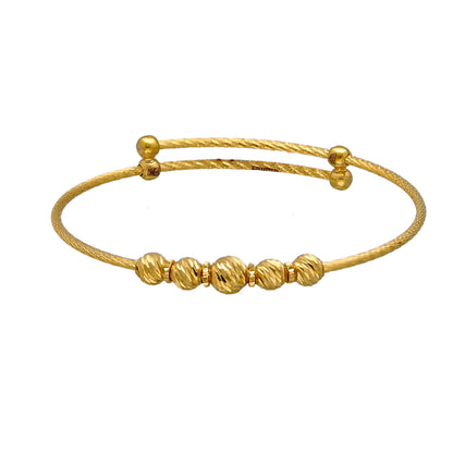 Gold Beaded Baby Bangle 21KT - FKJBNG21KM10112