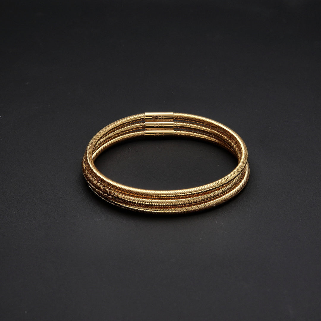 Gold Three Layer Bangle 21KT - FKJBNG21KM10121