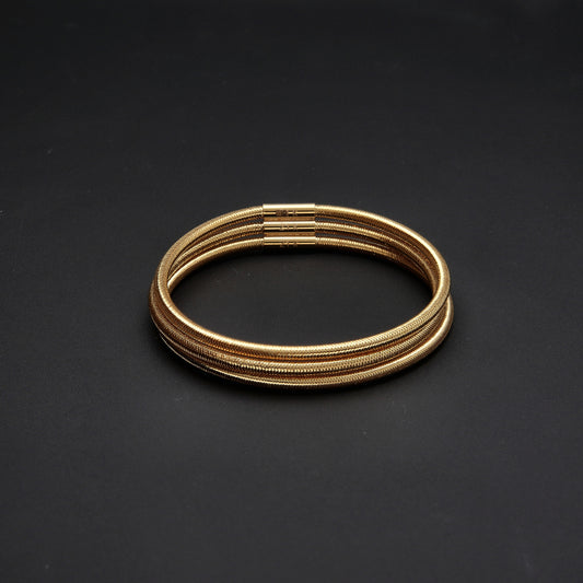 Gold Three Layer Bangle 21KT - FKJBNG21KM10121