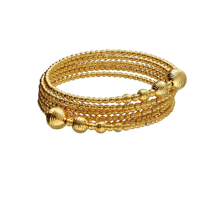 Gold Beaded Bangle 21KT - FKJBNG21KM10113