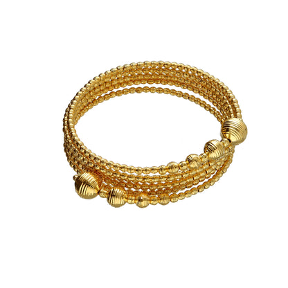 Gold Beaded Bangle 21KT - FKJBNG21KM10113