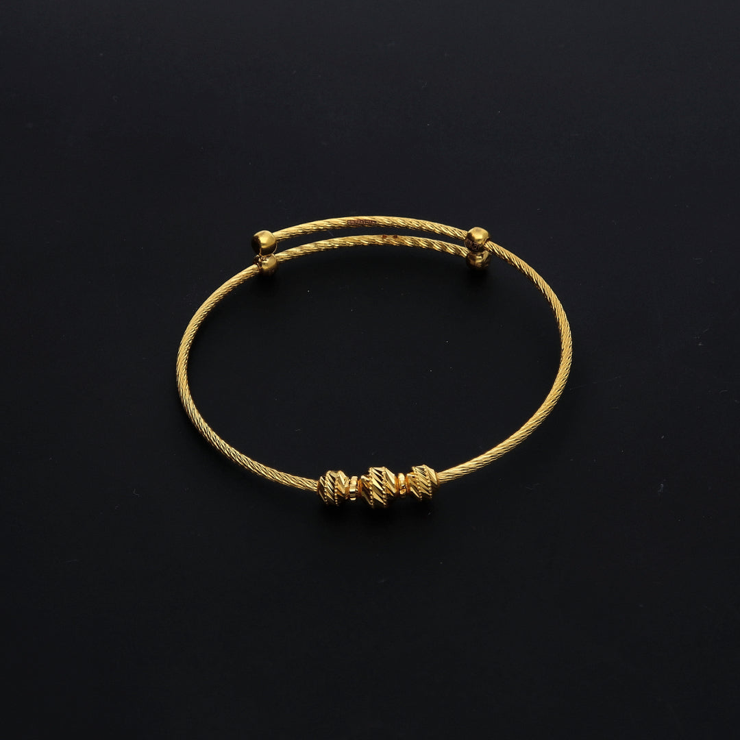 Gold Beaded Baby Bangle 21KT - FKJBNG21KM10120