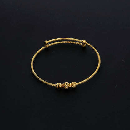 Gold Beaded Baby Bangle 21KT - FKJBNG21KM10120