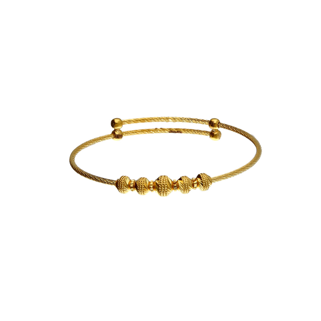 Gold Beaded Baby Bangle 21KT - FKJBNG21KM10132