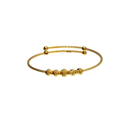 Gold Beaded Baby Bangle 21KT - FKJBNG21KM10132