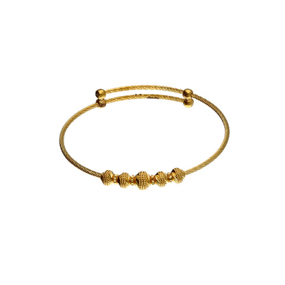 Gold Beaded Baby Bangle 21KT - FKJBNG21KM10132