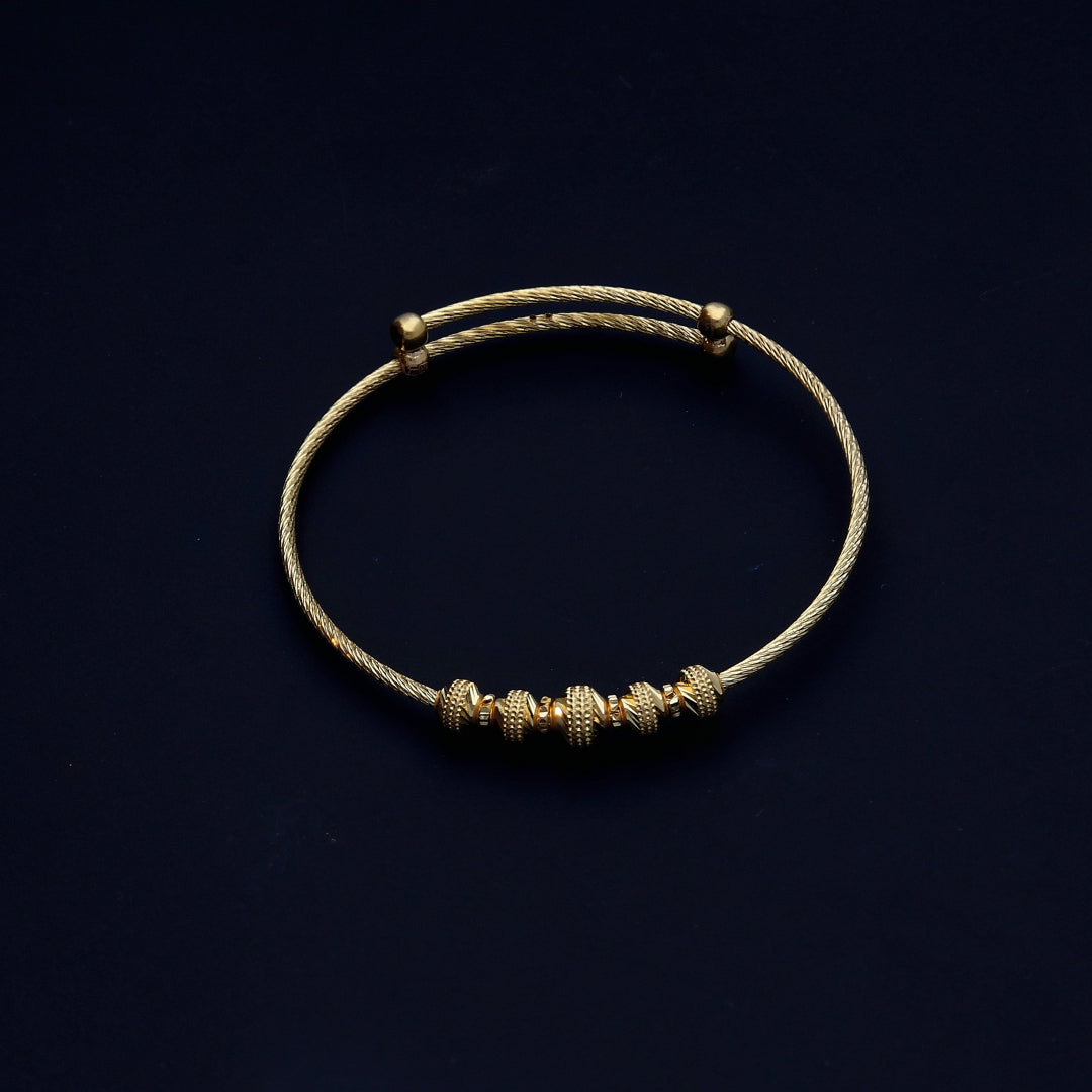 Gold Beaded Baby Bangle 21KT - FKJBNG21KM10132