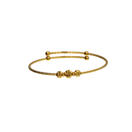 Gold Beaded Baby Bangle 21KT - FKJBNG21KM10127