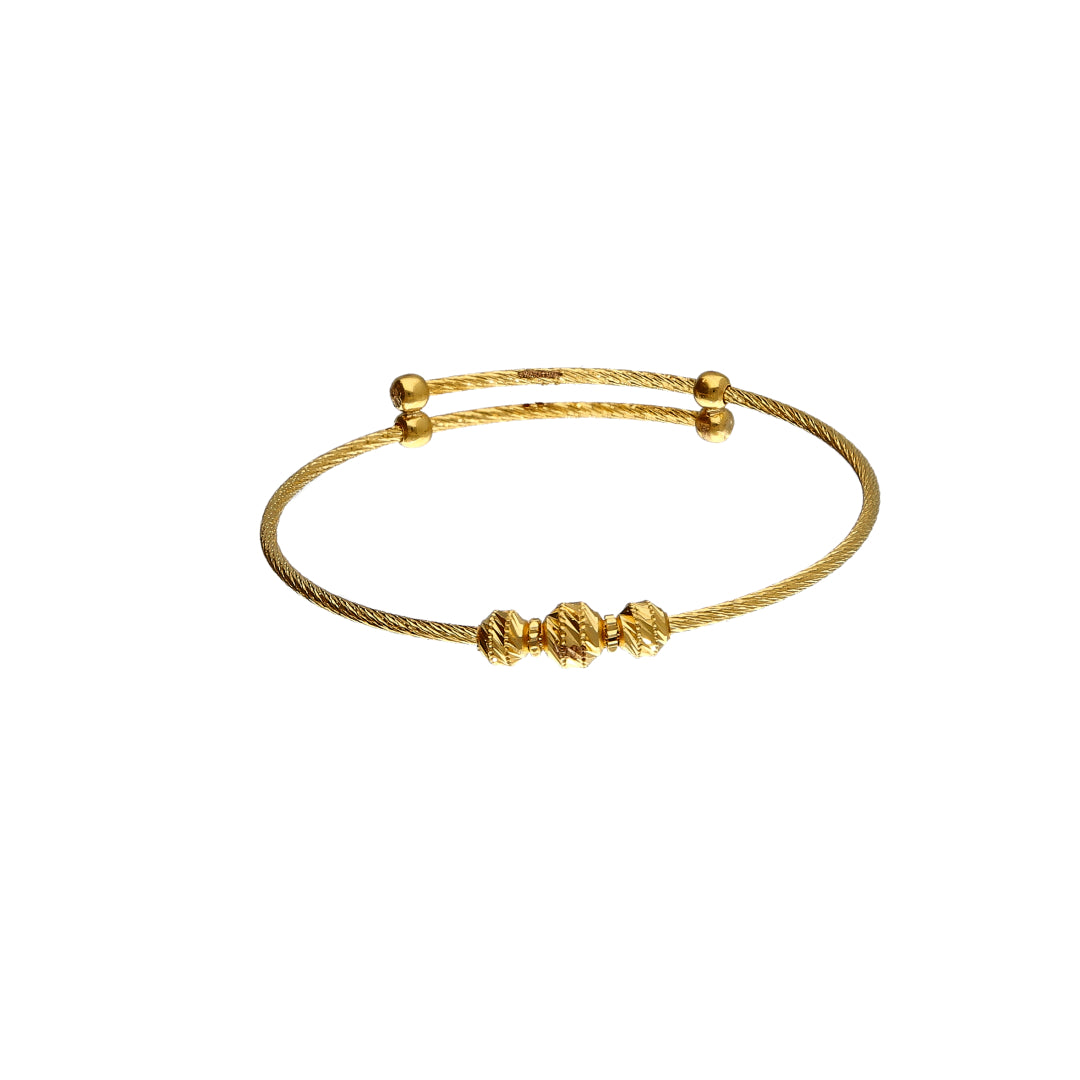 Gold Beaded Baby Bangle 21KT - FKJBNG21KM10127