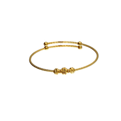Gold Beaded Baby Bangle 21KT - FKJBNG21KM10127