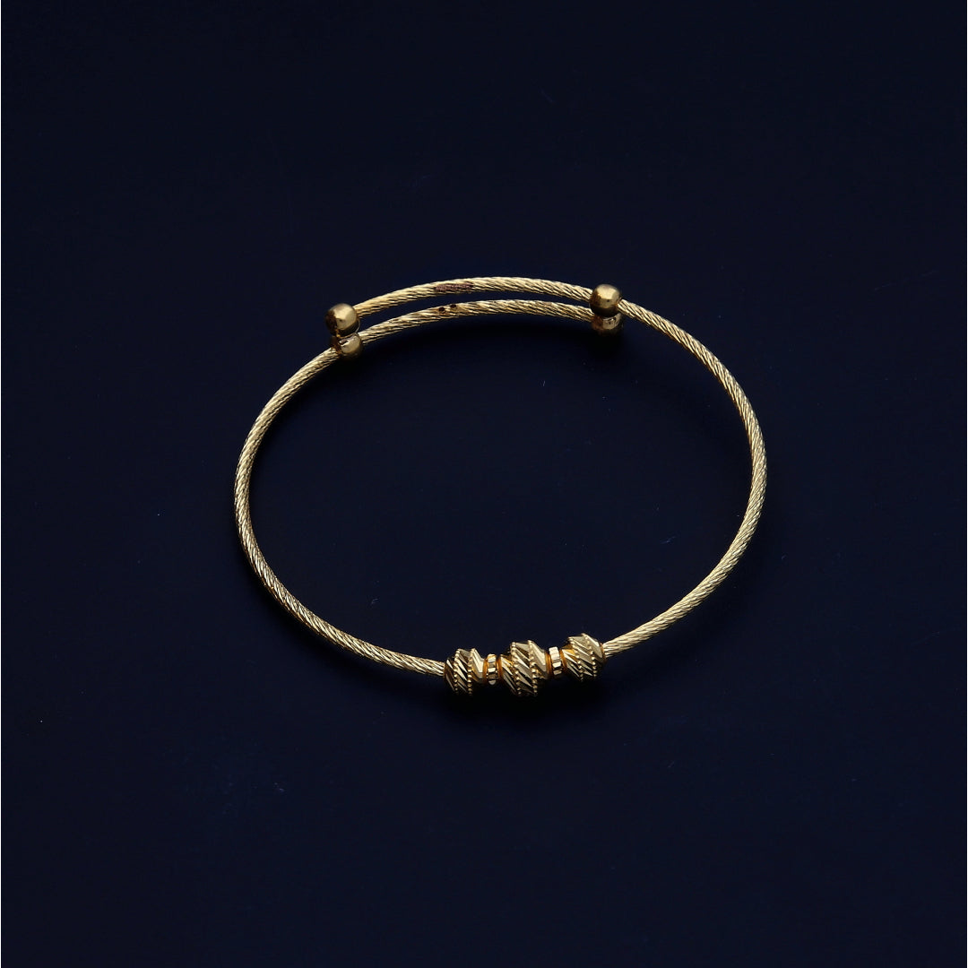 Gold Beaded Baby Bangle 21KT - FKJBNG21KM10127