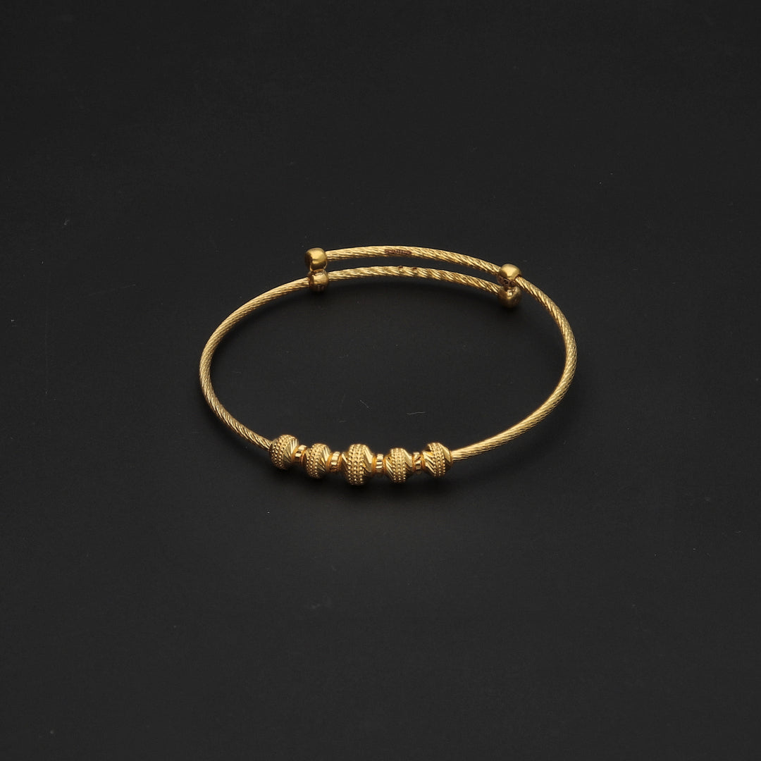 Gold Beaded Baby Bangle 21KT - FKJBNG21KM10132