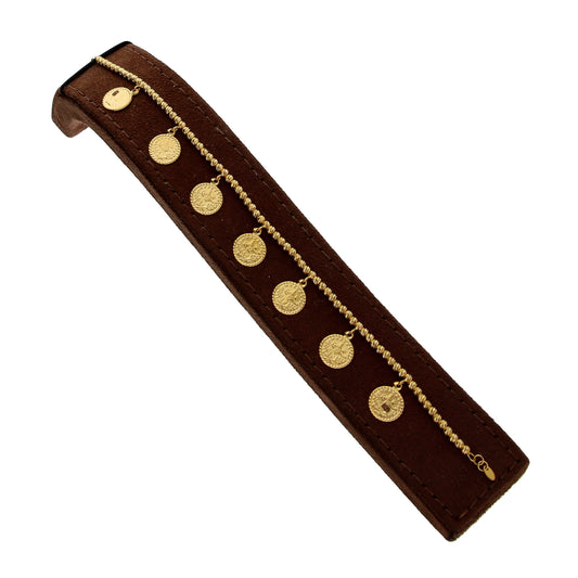 Gold Turkish Lira Beads Bracelet 21KT - FKJBRL21KM10248