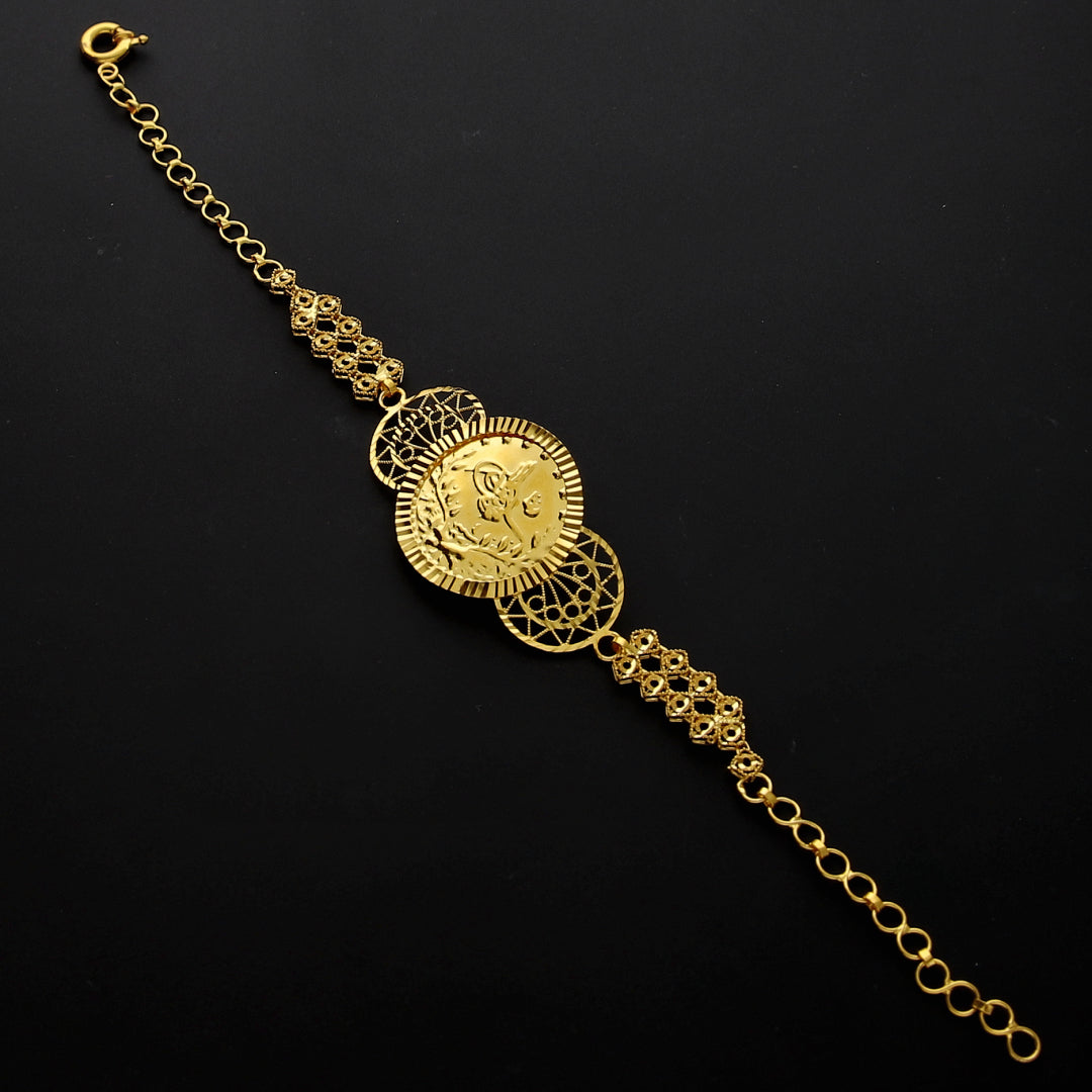 Gold Turkish Lira Strap Bracelet 21KT - FKJBRL21KM10266