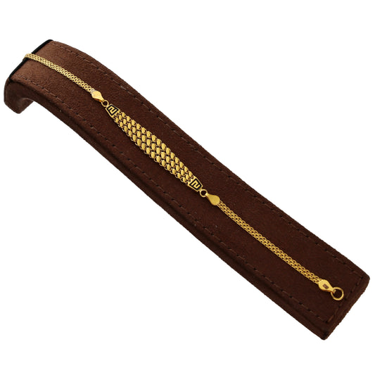 Gold Beaded Triple Strand Bracelet 21KT - FKJBRL21KM10269