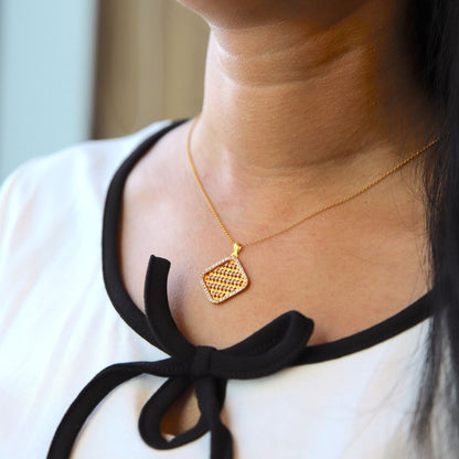 Gold Necklace (Chain With Square Shaped Pendant) 21KT - FKJNKL21KM9944