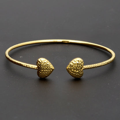 Gold Heart Shaped Cuff Bangle 18KT - FKJBNG18K10324