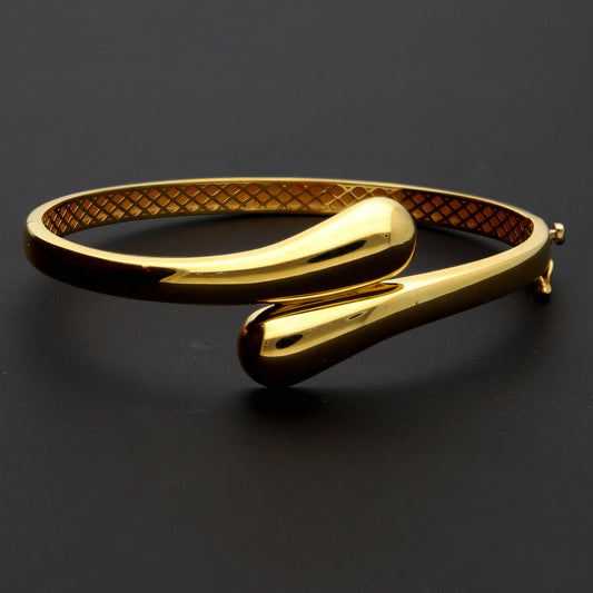 Gold Tear Drop Cuff Bangle 18KT - FKJBNG18K10326
