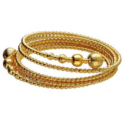 Gold Beaded Designer Bangle 21KT - FKJBNG21KM10117