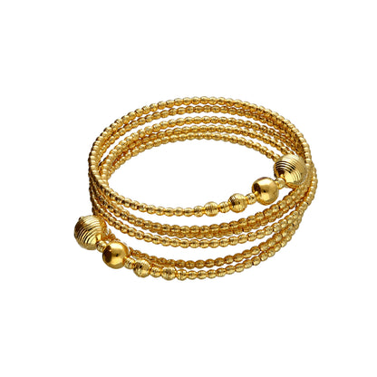 Gold Beaded Designer Bangle 21KT - FKJBNG21KM10117