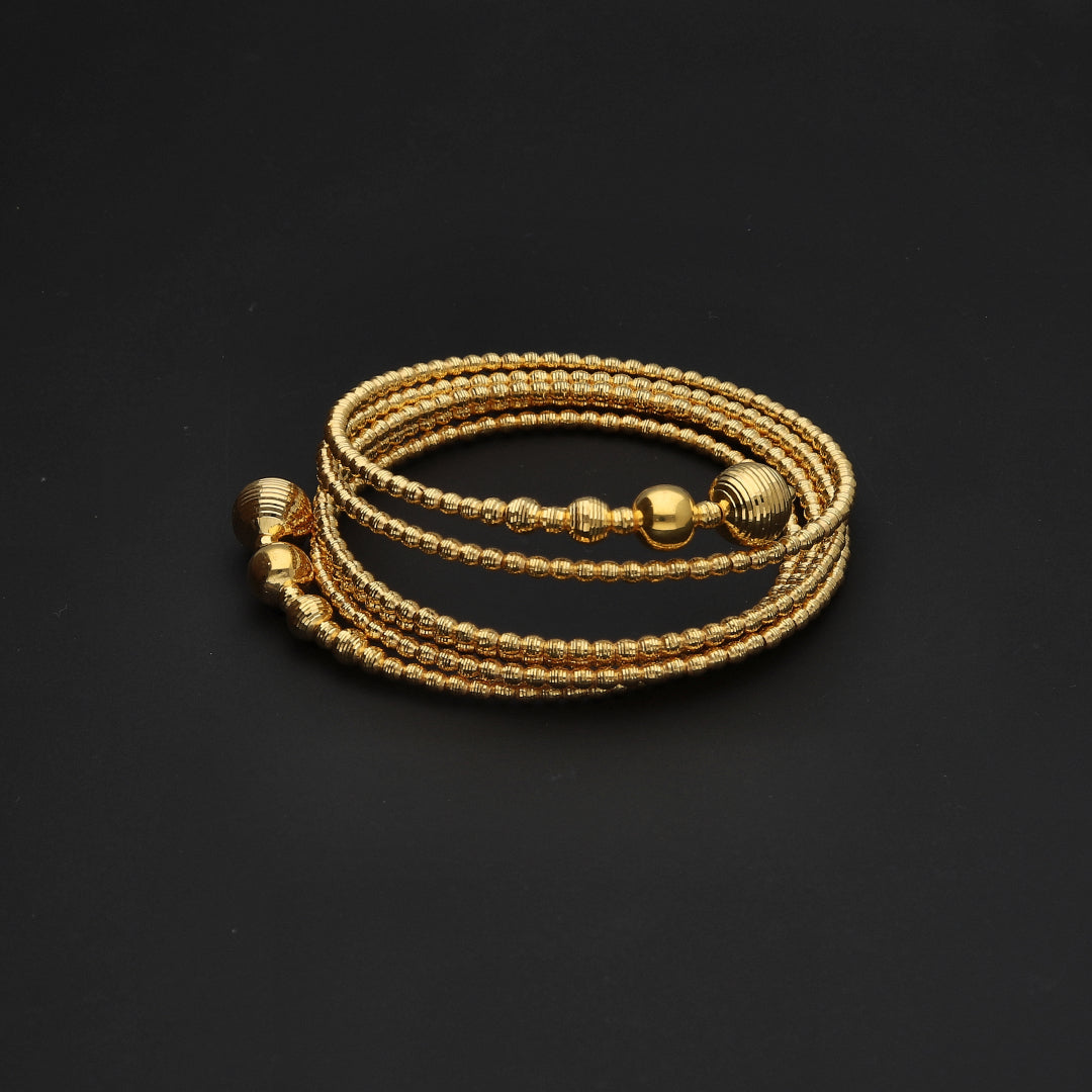Gold Beaded Designer Bangle 21KT - FKJBNG21KM10117