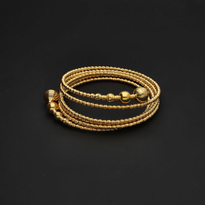 Gold Beaded Designer Bangle 21KT - FKJBNG21KM10117