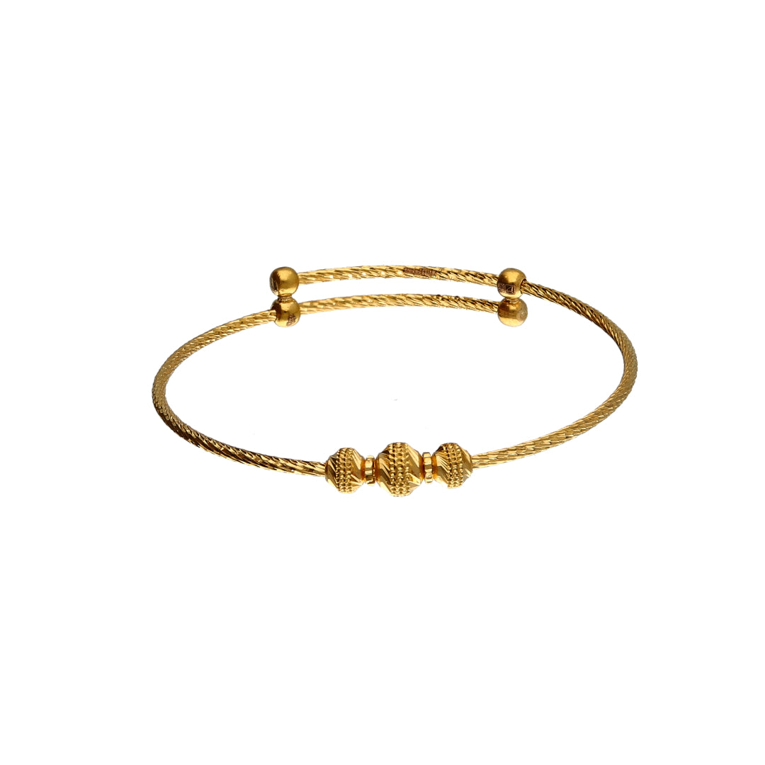 Gold Beaded Baby Bangle 21KT - FKJBNG21KM10133