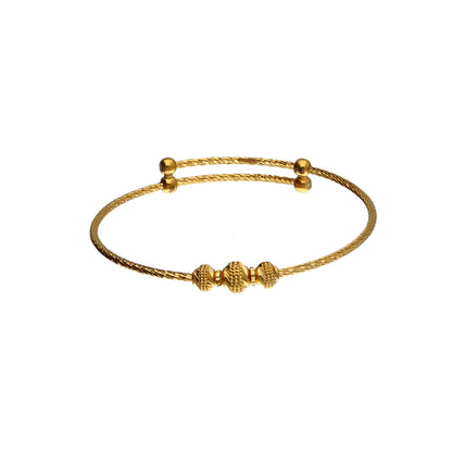 Gold Beaded Baby Bangle 21KT - FKJBNG21KM10133