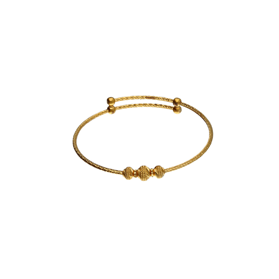 Gold Beaded Baby Bangle 21KT - FKJBNG21KM10133