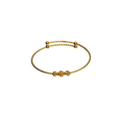 Gold Beaded Baby Bangle 21KT - FKJBNG21KM10133