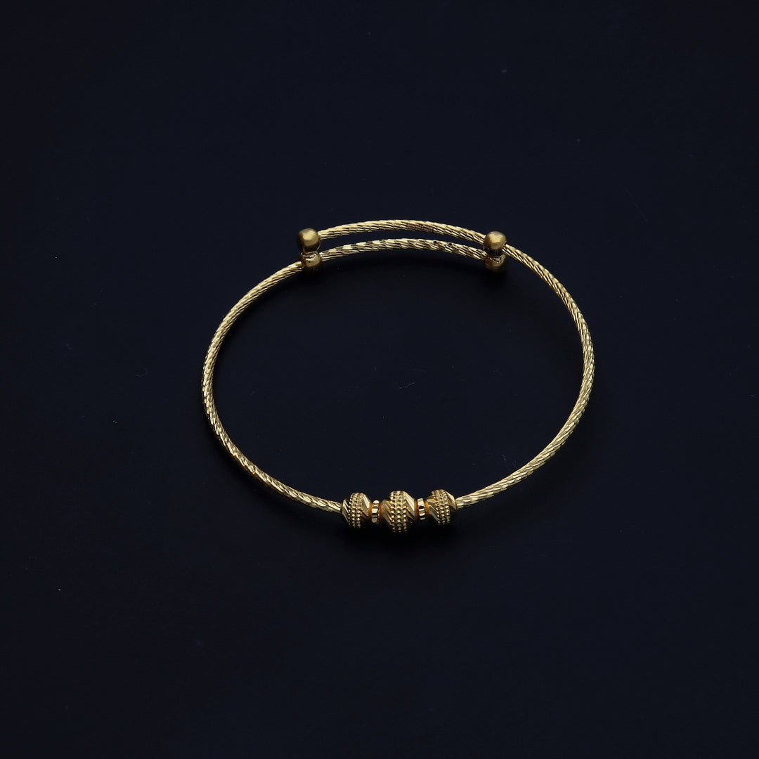 Gold Beaded Baby Bangle 21KT - FKJBNG21KM10133