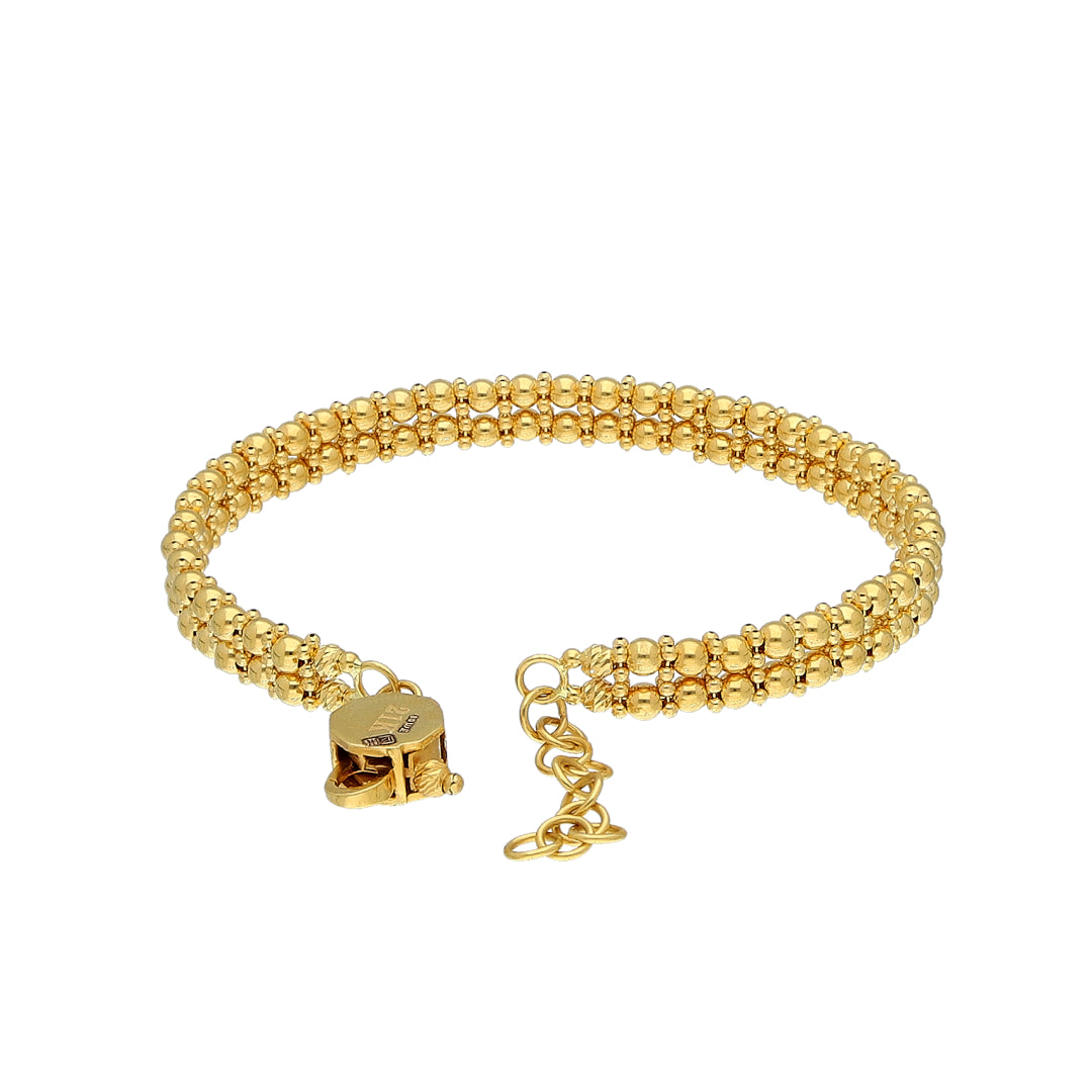 Gold Classic Beaded Bangle 21KT - FKJBNG21KM11218