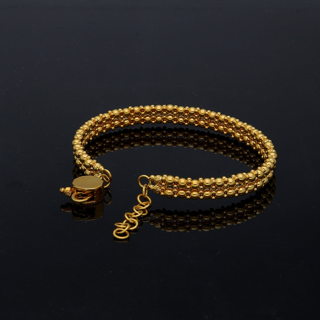 Gold Classic Beaded Bangle 21KT - FKJBNG21KM11218