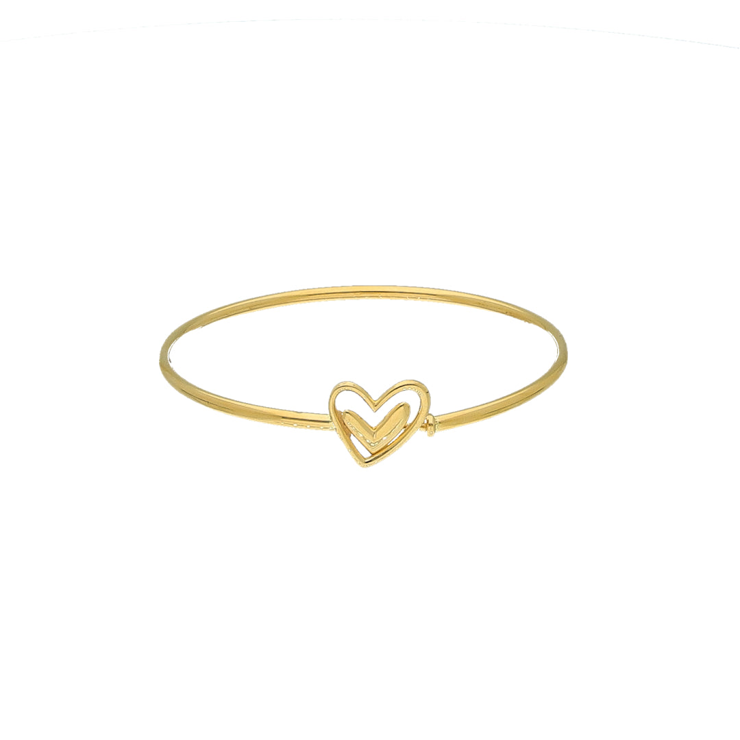 Gold Contemporary Heart Bangle 21KT - FKJBNG21KM11306
