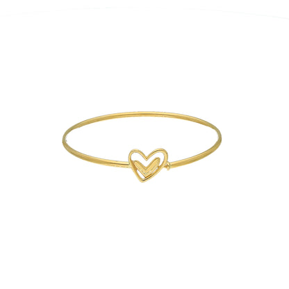 Gold Contemporary Heart Bangle 21KT - FKJBNG21KM11306