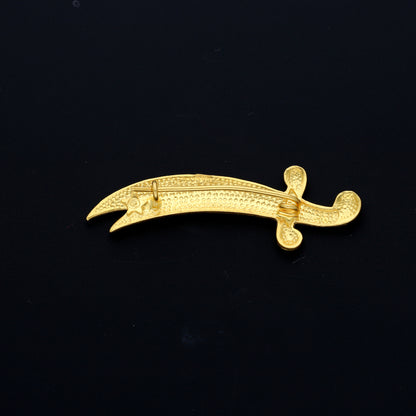 Gold Sword Motif Brooch 21KT - FKJBRCH21KM10409