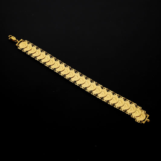 Gold Turkish Lira Link Bracelet 21KT - FKJBRL21KM10237