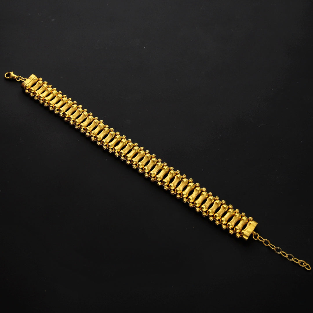 Gold Broad Link Bracelet 21KT - FKJBRL21KM10240
