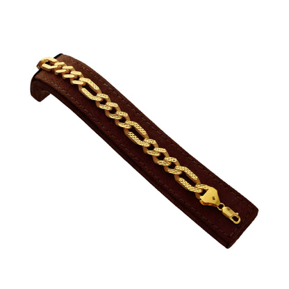 Gold Textured Link Bracelet 21KT - FKJBRL21KM10241