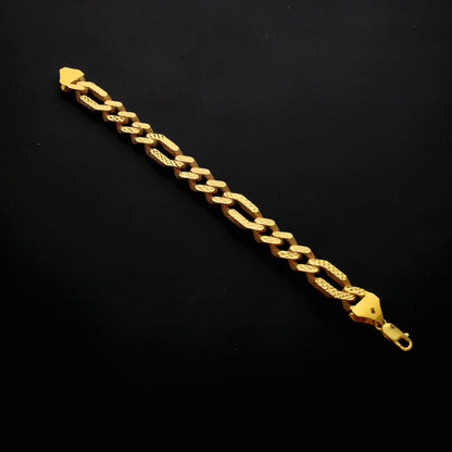 Gold Textured Link Bracelet 21KT - FKJBRL21KM10241