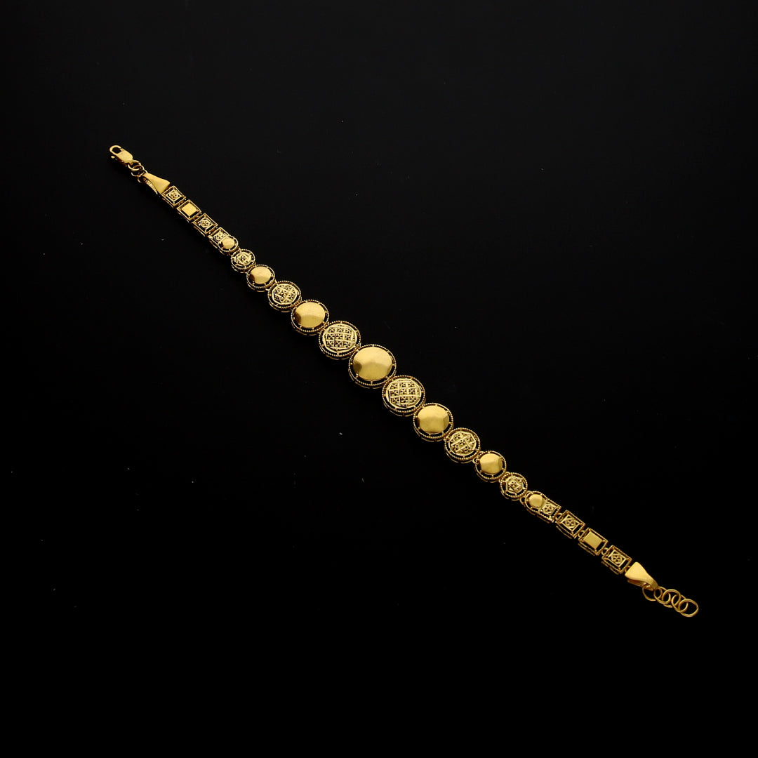 Gold Polished and Textured Bead Bracelet 21KT - FKJBRL21KM10243