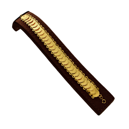 Gold Round Turkish Lira Link Bracelet 21KT - FKJBRL21KM10246