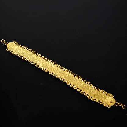 Gold Round Turkish Lira Link Bracelet 21KT - FKJBRL21KM10246